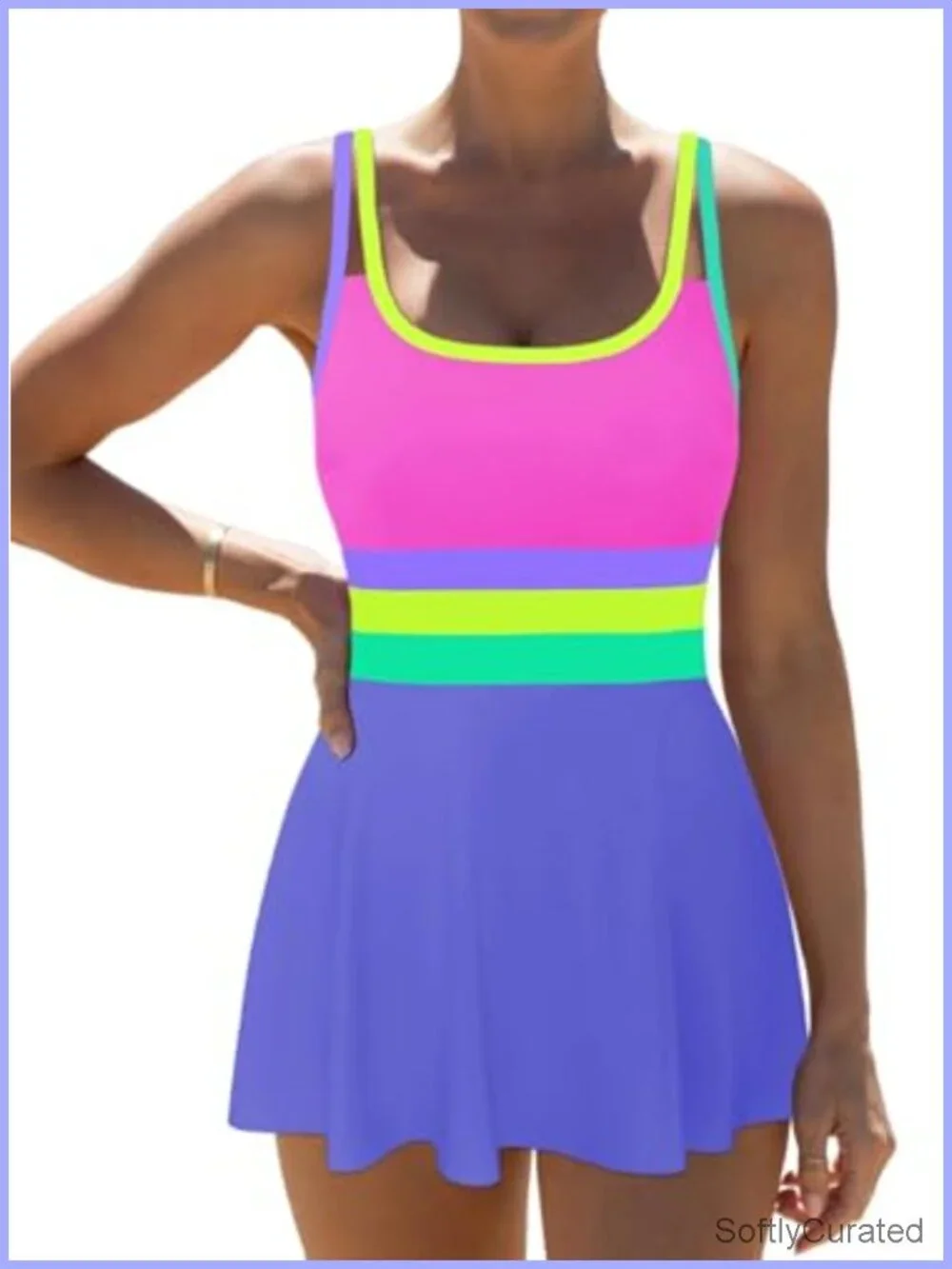 Tummy Control One Piece Swimsuit with Skirt Full Coverage Modest